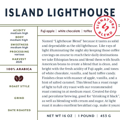 Island Lighthouse (signature blend) unroasted green beans