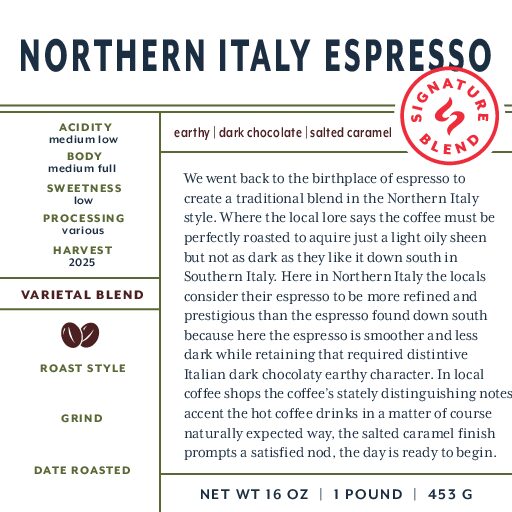 Northern Italy (espresso blend) green coffee beans