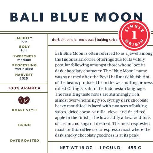 Bali Blue Moon (bulk wholesale) green coffee beans