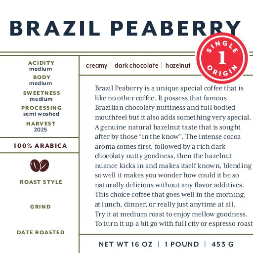 Brazil Peaberry (bulk wholesale) green coffee beans