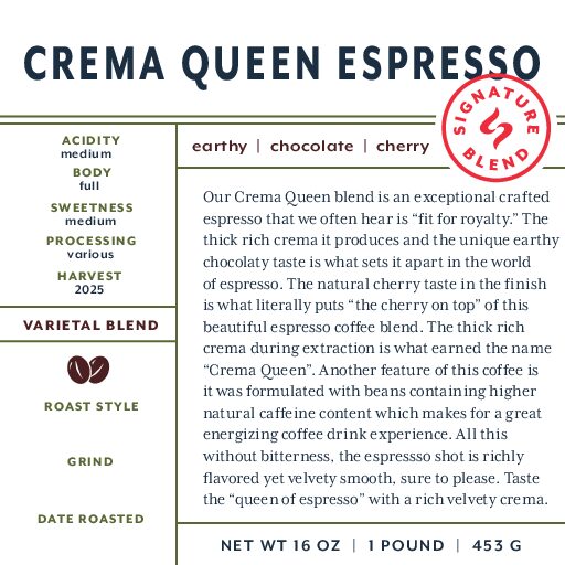 Crema Queen Espresso (bulk wholesale) unroasted green beans