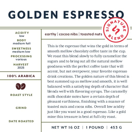 Golden Espresso (bulk wholesale) fresh roasted coffee