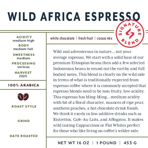 Wild Africa (bulk wholesale) fresh roasted coffee
