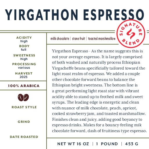 Yirgathon Espresso (signature blend) fresh roasted coffee