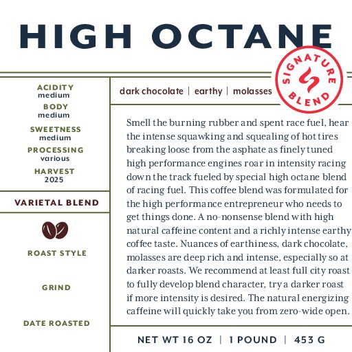 High Octane (signature blend) fresh roasted coffee