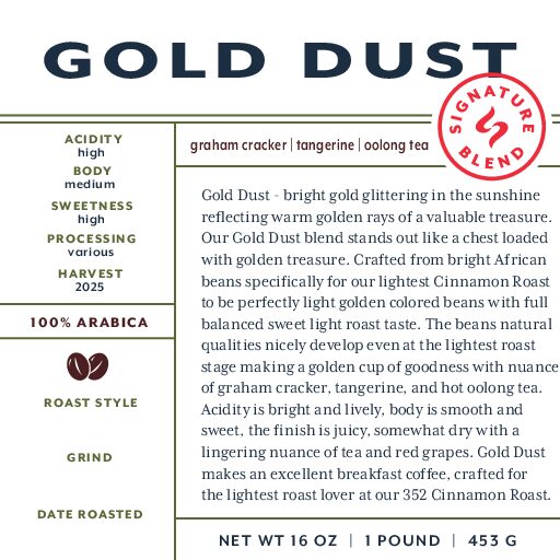 Gold Dust (signature blend) unroasted green beans