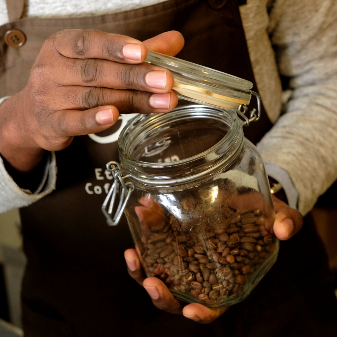 Coffee Beans in a storage jar