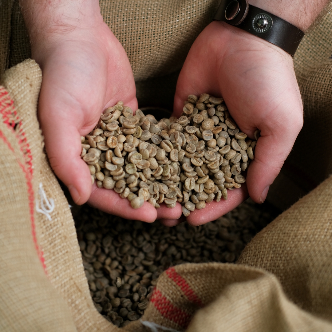 Unroasted coffee beans