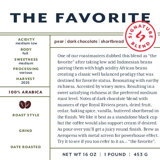 The Favorite (signature blend) fresh roasted coffee