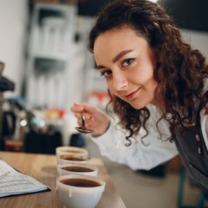 Quality control in coffee roasting.