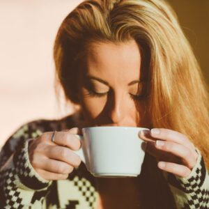 person drinking coffee