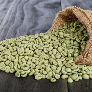 Green Coffee beans in a bag
