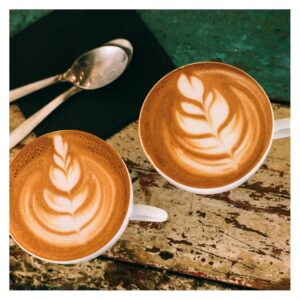 Coffee art on two cups